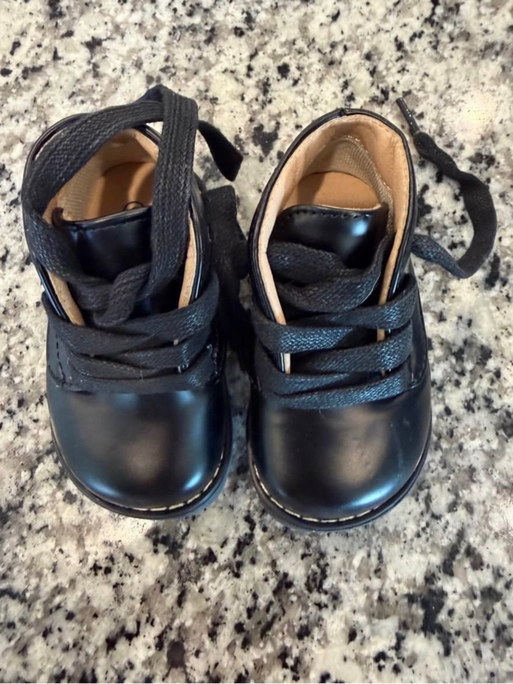 Kids Classic Black Lace-Up Shoes